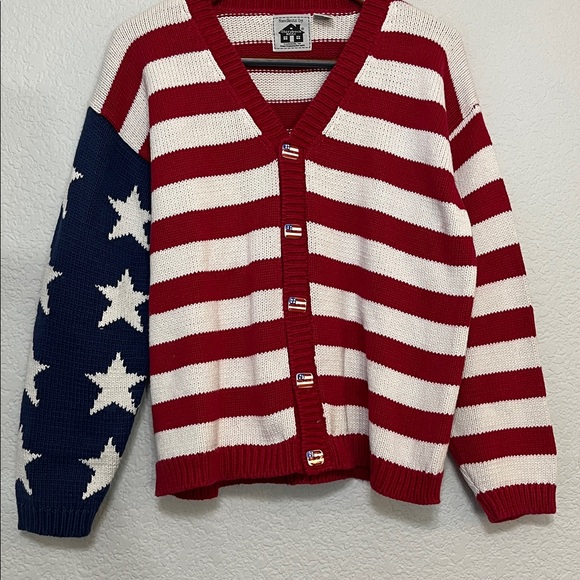 Vintage Storybook Knits Patriotic Cardigan Sweater - Picture 3 of 14